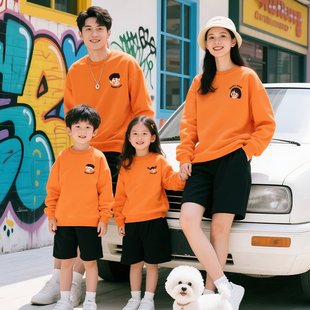 不一样卡通头像亲子装卫衣春季母女款一家三口四口全家父子母子装