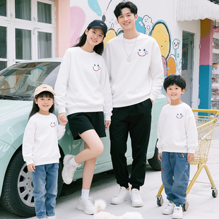 笑脸亲子装春新款全家装母子父子装一家三口卫衣幼儿园运动会班服