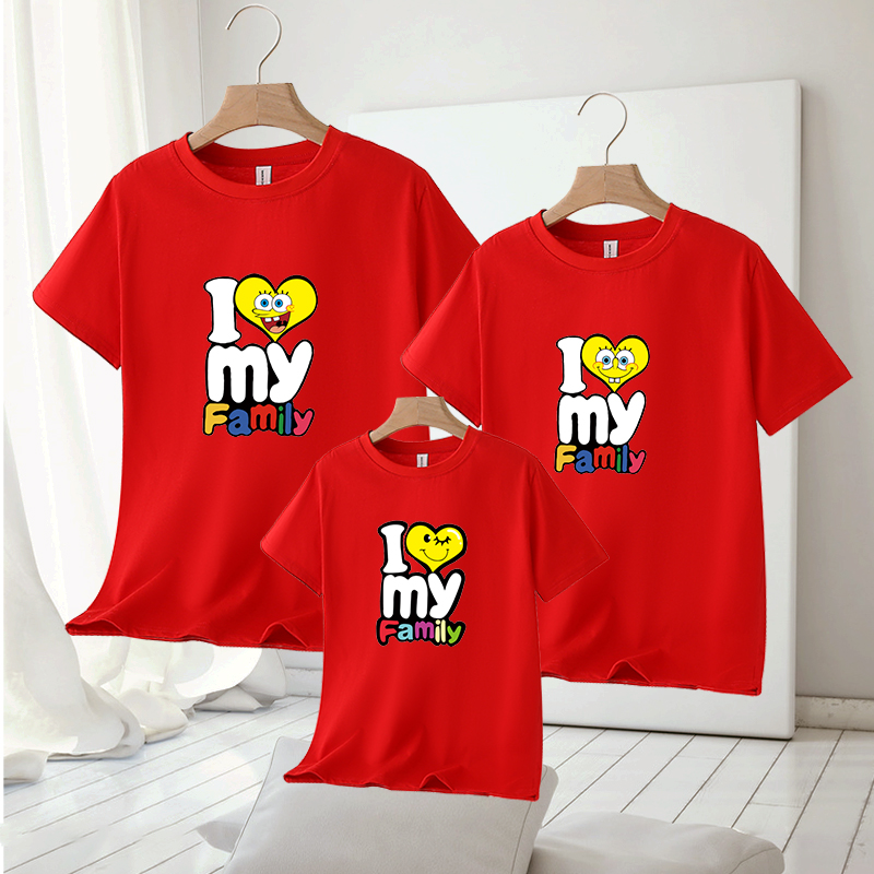 亲子装一家三口夏装幼儿园园服小学生校服定制班服毕业季活动t恤