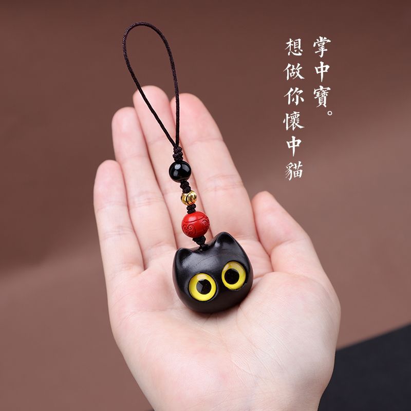 黑檀木猫钥匙扣小黑猫汽车钥匙链图片
