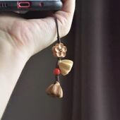 原创桃木莲蓬手机挂件汽车钥匙扣吊坠挂链简约创意