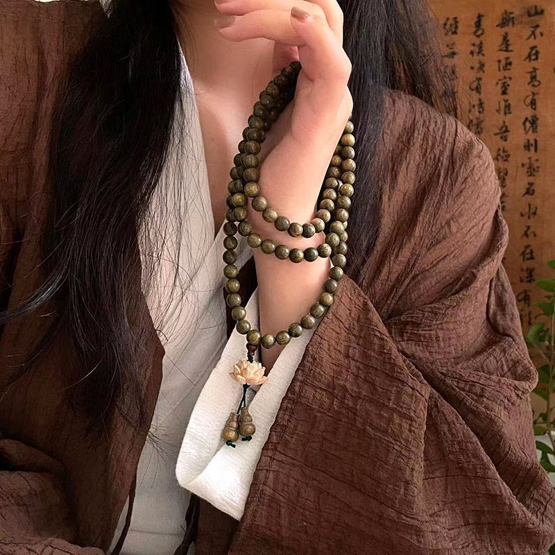 绿檀木手串佛珠多圈手链念珠手饰