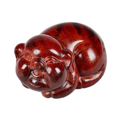 小叶紫檀十二生肖猪木雕欢喜猪手把件红木文玩男士把玩摆件