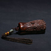 小叶紫檀白菜百财红木手把玩件木质挂件文玩木雕复古工艺品摆件