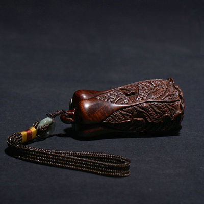 小叶紫檀白菜百财红木手把玩件木质挂件文玩木雕复古工艺品摆件