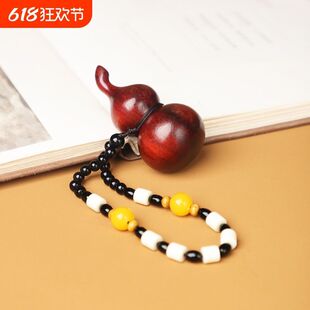 檀木葫芦手把件紫檀雕刻随身文玩创意摆件男女实木把玩件饰品