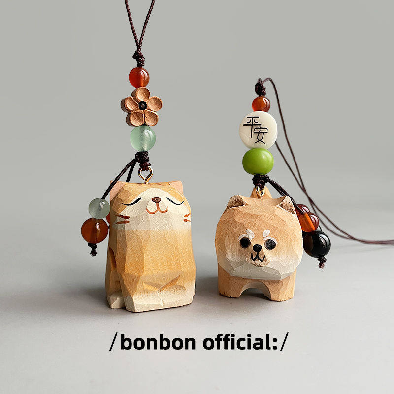 有猫有狗柴犬橘猫车挂汽车挂件装饰后视镜挂饰可爱发财车载吊坠