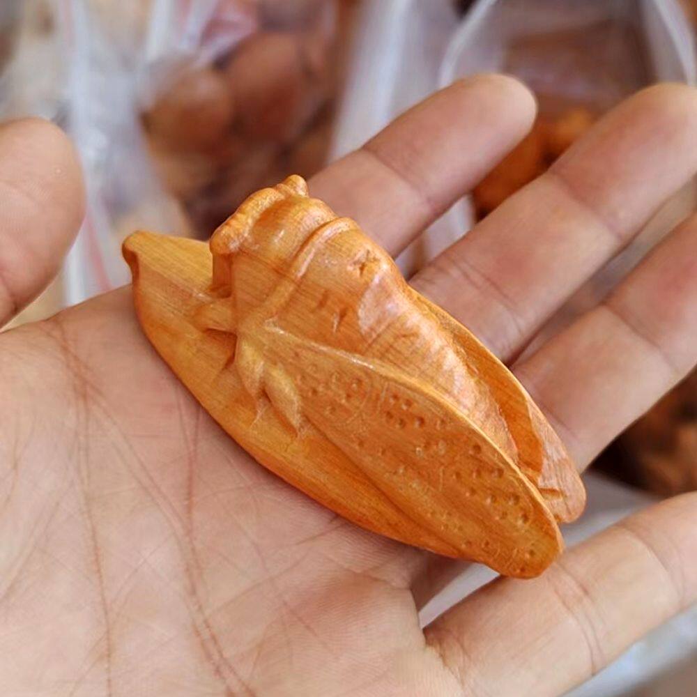 紫檀木一鸣惊人木雕竹节蝉实木雕刻蜥蜴手把件吊坠文玩工艺品装饰