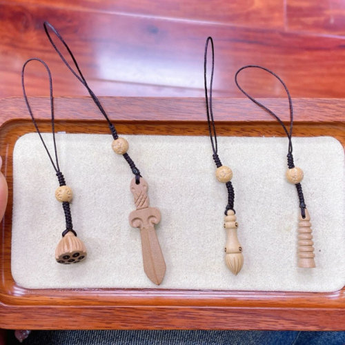 原创桃木手机小挂件婴儿宝宝惊压