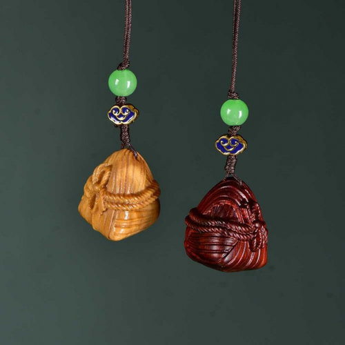 绿檀木考试高中钥匙扣挂件粽子手