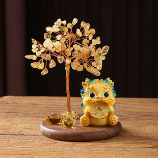 黄水晶紫水晶树摆件貔貅办公室工位玄学桌面装饰好物