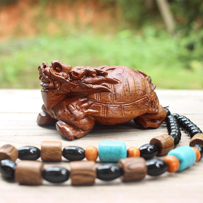 老挝黄花梨手工乌龟龙龟手把件摆件财运富甲天下手玩把件贺寿礼品
