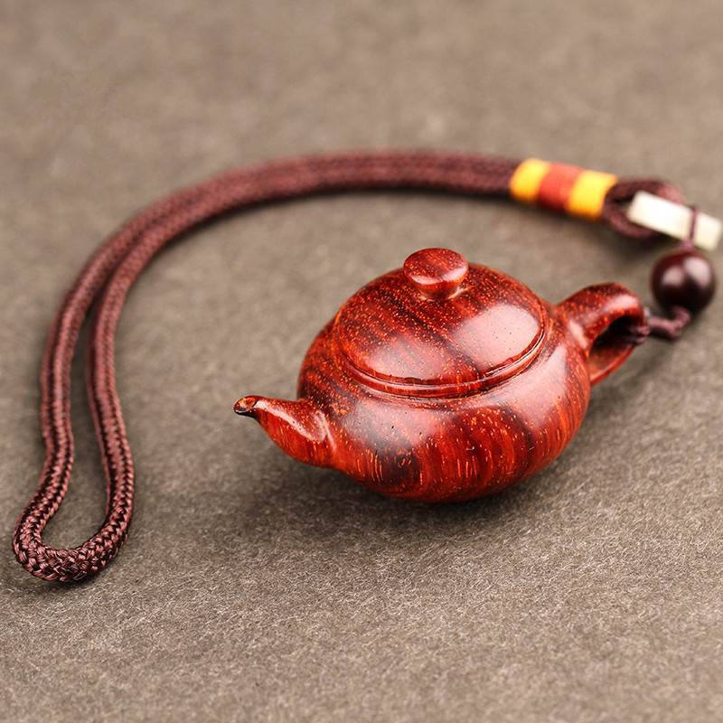 印度小叶紫檀把把壶手把件 小茶壶挂件 文玩红木把玩物件手玩把件