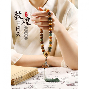 敦煌问天风化菩提根手串女款文玩手持盘玩白玉菩提子佛珠念珠男款