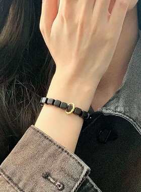 戴上显白一个度~天然黑檀木手串新中式檀香文玩木质手链手饰女款