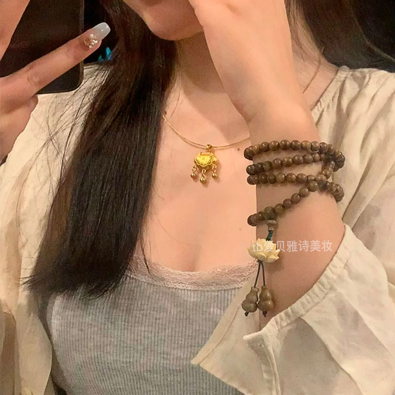 森系清新绿檀木莲花手串文玩百香