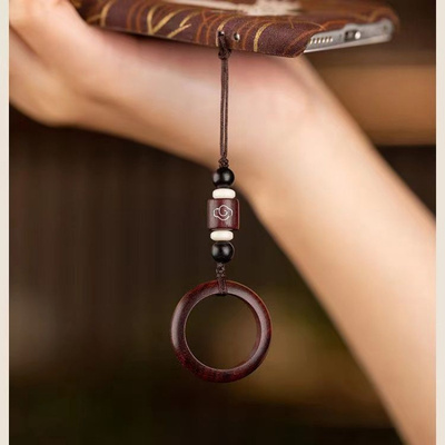 檀木手机指环扣手机挂绳挂链u盘