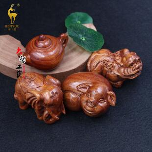 缅甸花梨 白酸枝 红贵宝 手把件十二生肖摆件木雕旅游景区热卖