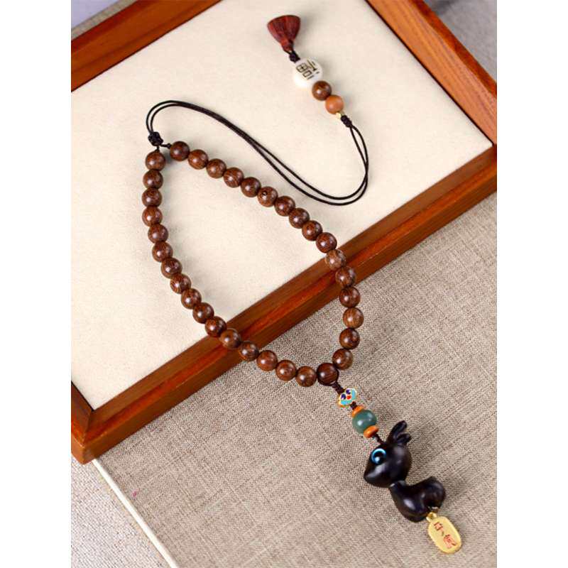 汽车挂件紫檀木一鹿挂饰吊坠汽车后视镜男女车内车载保平安饰品