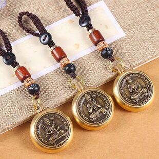 十二生肖守护神钥匙扣挂件纯黄铜本命佛不动明王普贤文殊汽车吊坠