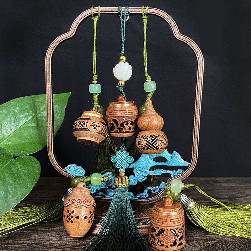 中式挂件黑花梨木香炉香囊配件钥