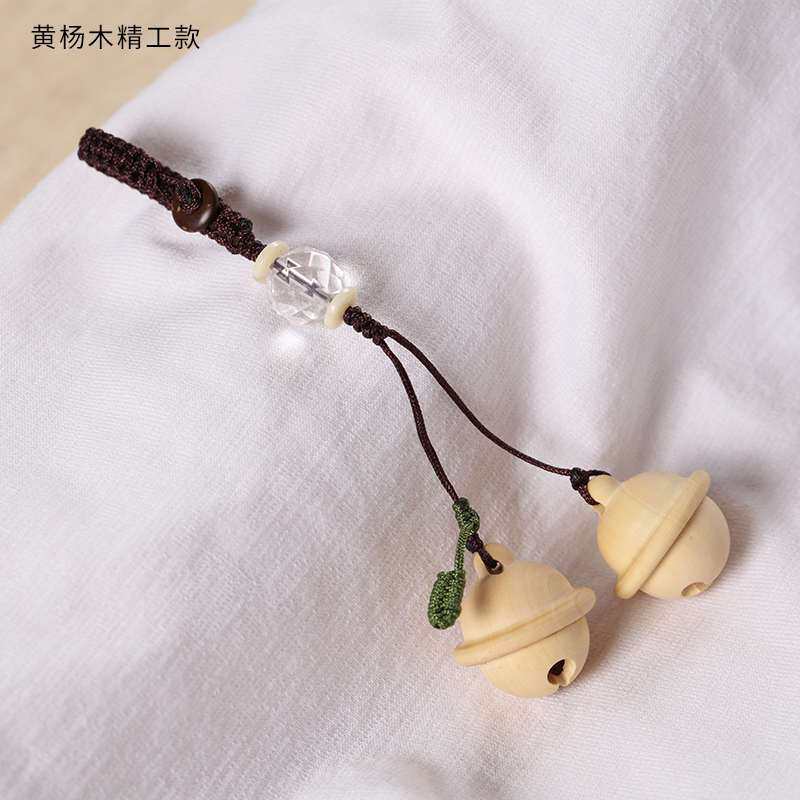 男女汽车创意檀木手机钥匙链铃铛
