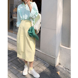 7938 开叉胖mm高腰宽松中长款 036 大码 裙子 牛仔半身裙女夏薄款