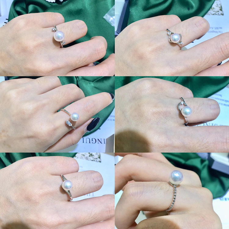 diy珍珠纯银活口手工饰品指环