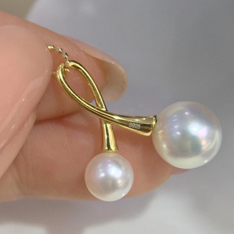 diy纯银珍珠玉石手工项坠