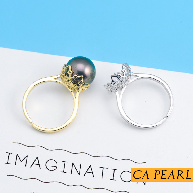 diy纯银珍珠戒指半成品空托