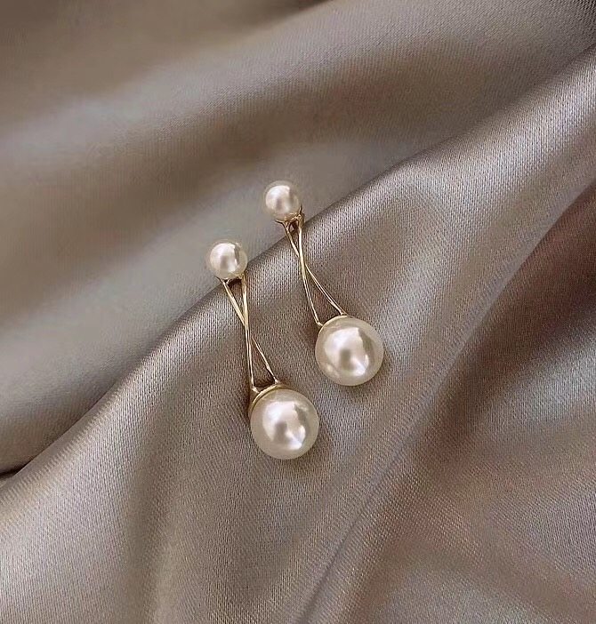 diy纯银交叉款耳钉韩国配饰珍珠