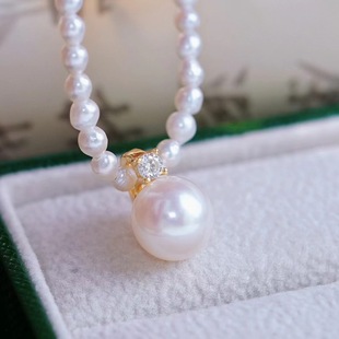 珍珠项链挂坠8 单钻可打开吊坠空托 12mm圆 S925纯银时尚 DIY配件