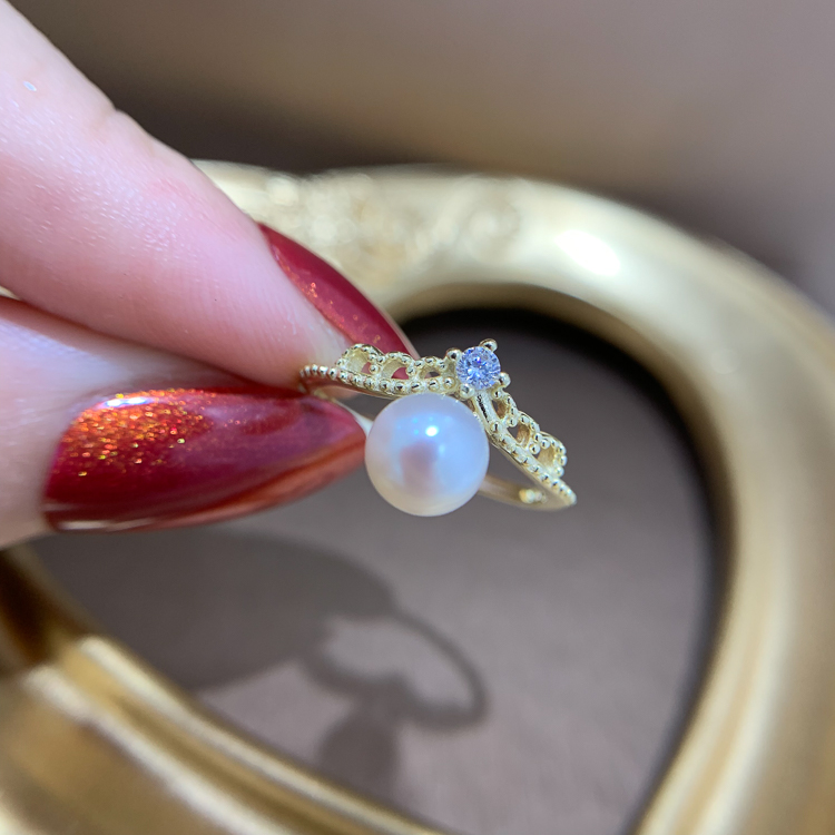 diy皇冠款开口戒指半成品珍珠