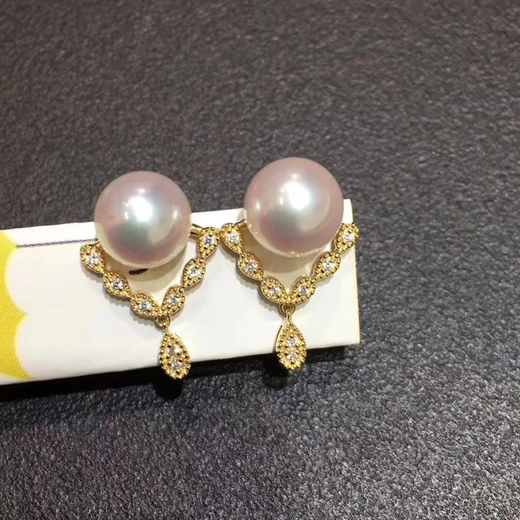 diy镶钻珍珠耳钉玉石半成品空托