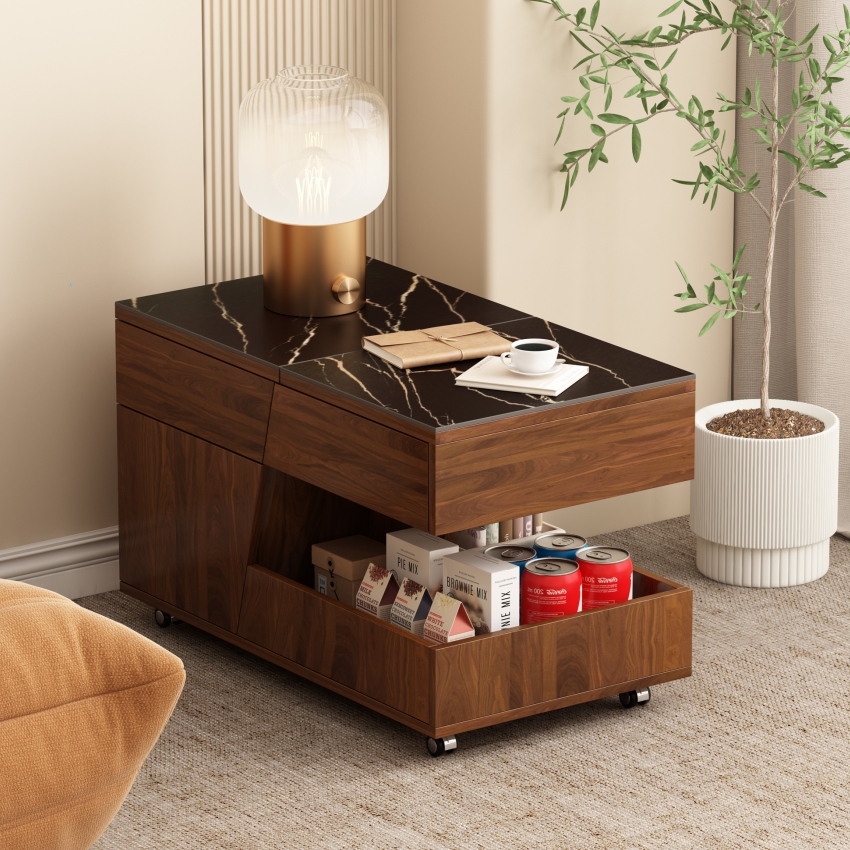 多功能茶几可移动推车可升降岩板桌面边几客厅沙发边收纳柜