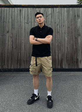 SOS索罗娜凉感珠地POLO衫美式休闲抗皱翻领T恤简约高级显壮上衣男