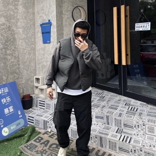 正确版 双面可穿夹棉纯色马甲高街潮流宽松百搭外套 kanye侃爷同款