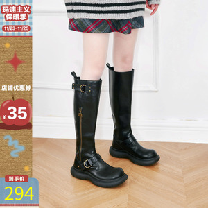 玛速主义2024年冬季新款厚底百搭骑士靴时尚休闲长筒靴不过膝女靴
