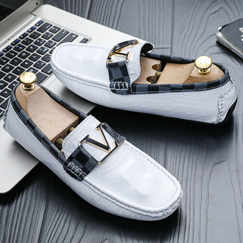 欧赤新款一脚蹬白色真皮休闲软底