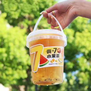 1000ml网红手提一桶水果茶1L奶茶杯吨吨桶烧仙草茶桶商用注塑PP杯