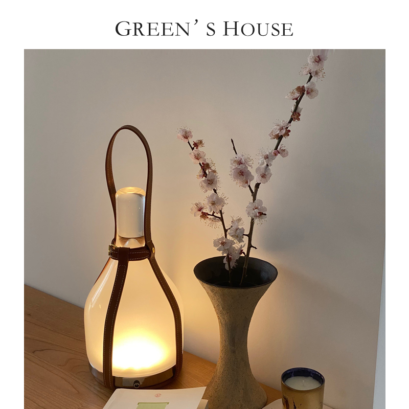 GREEN HOUSE home*灯饰【触控无线触摸】玻璃 皮革台灯可手提充电 家装灯饰光源 装饰台灯 原图主图