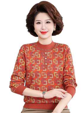 妈妈冬装加绒加厚打底衫洋气