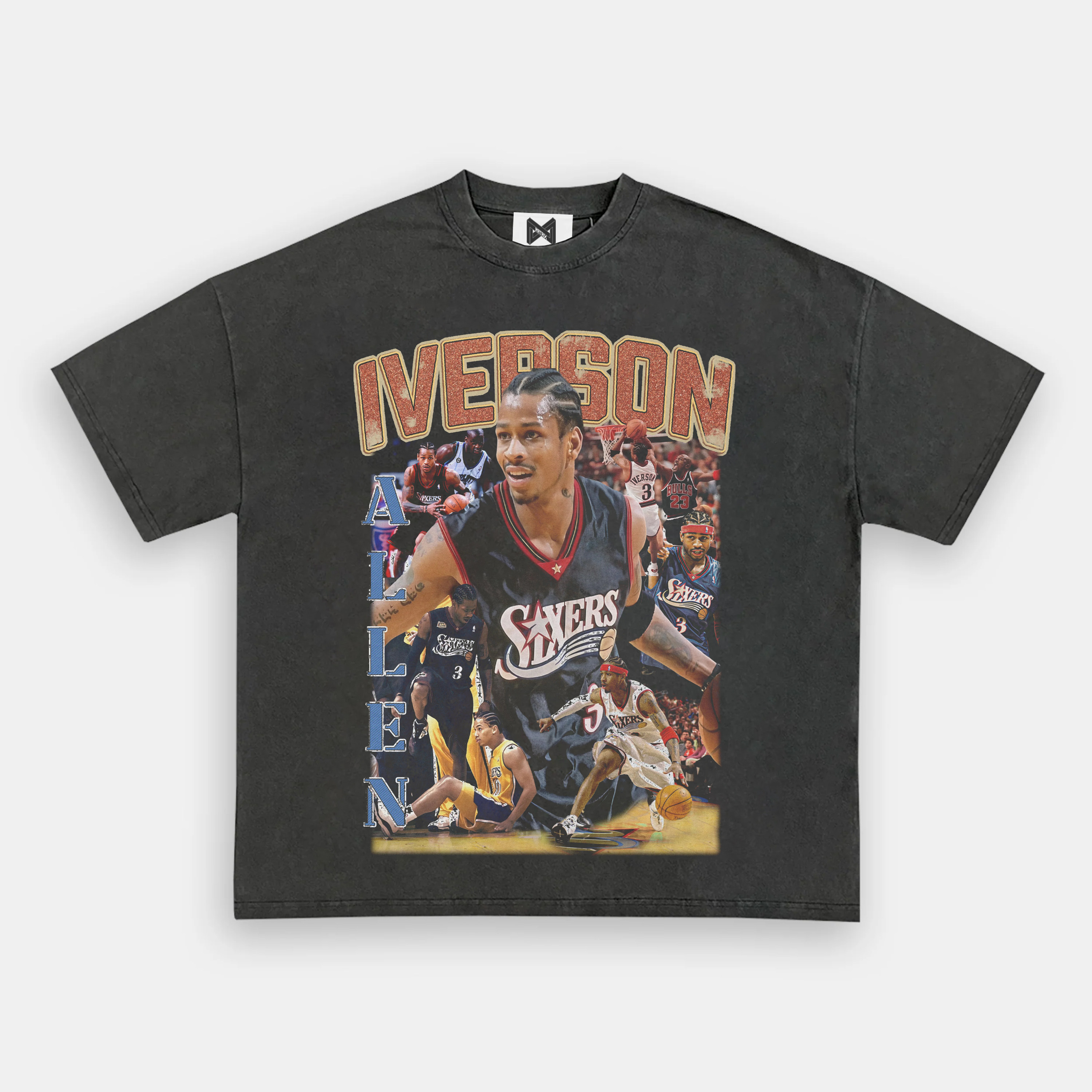 無限矩陣imatrix美式短袖t恤复古男宽松艾弗森印花纯棉圆领重磅