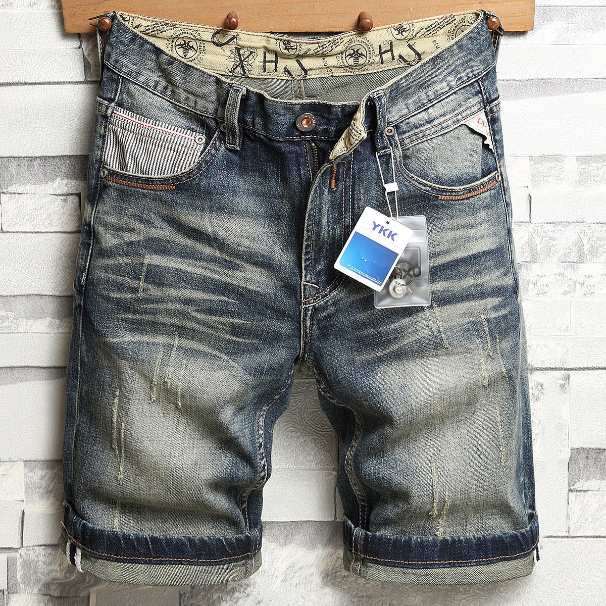 复古牛仔短裤男士5分夏季2026潮牌美式宽松个性刮烂休闲五分中裤