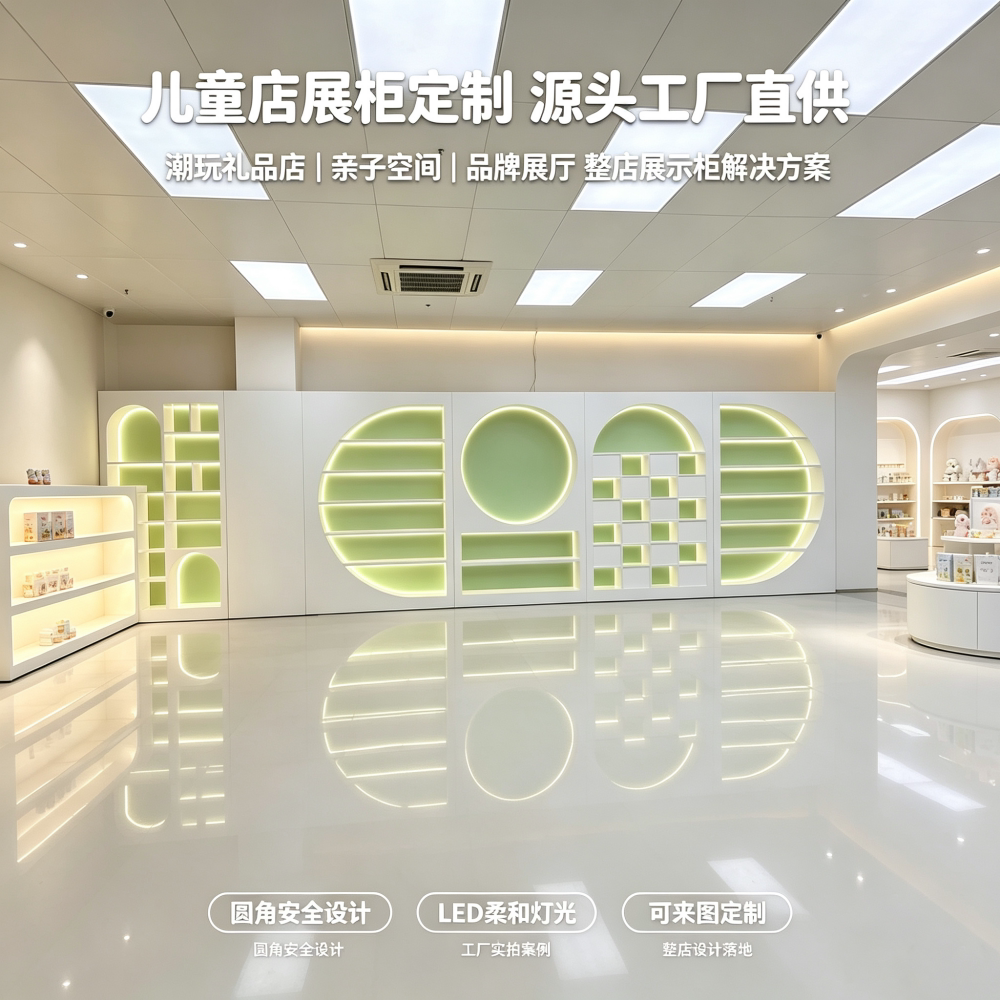 烤漆格子柜科技产品瓷器模型样品弧形展示柜带灯美妆化妆品橱窗柜