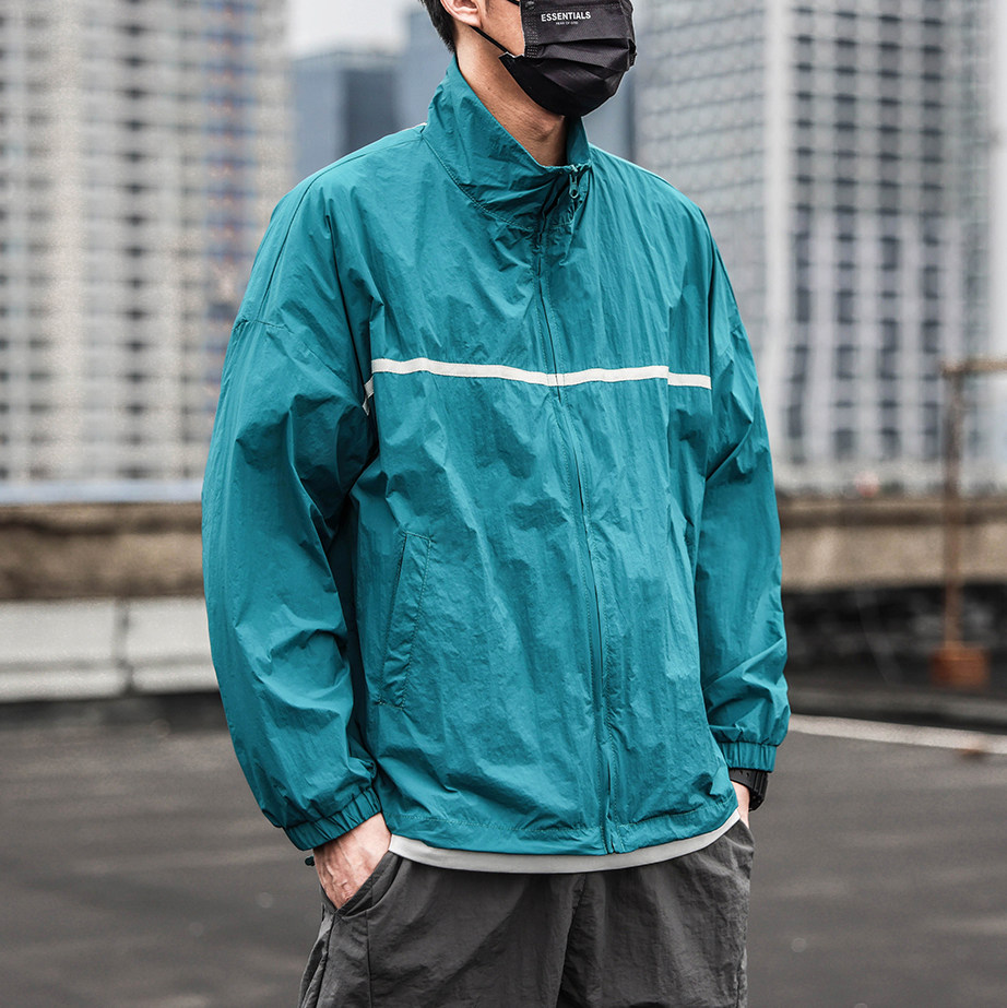 UPF50+夏季防晒衣男立领宽松薄款夹克户外潮流撞色情侣运动服外套