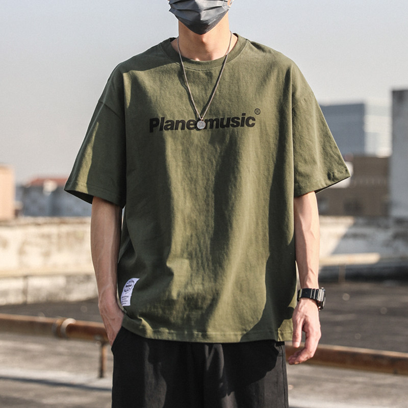 重磅水洗做旧复古短袖T恤男士潮牌宽松夏季衣服体恤纯棉半袖上衣