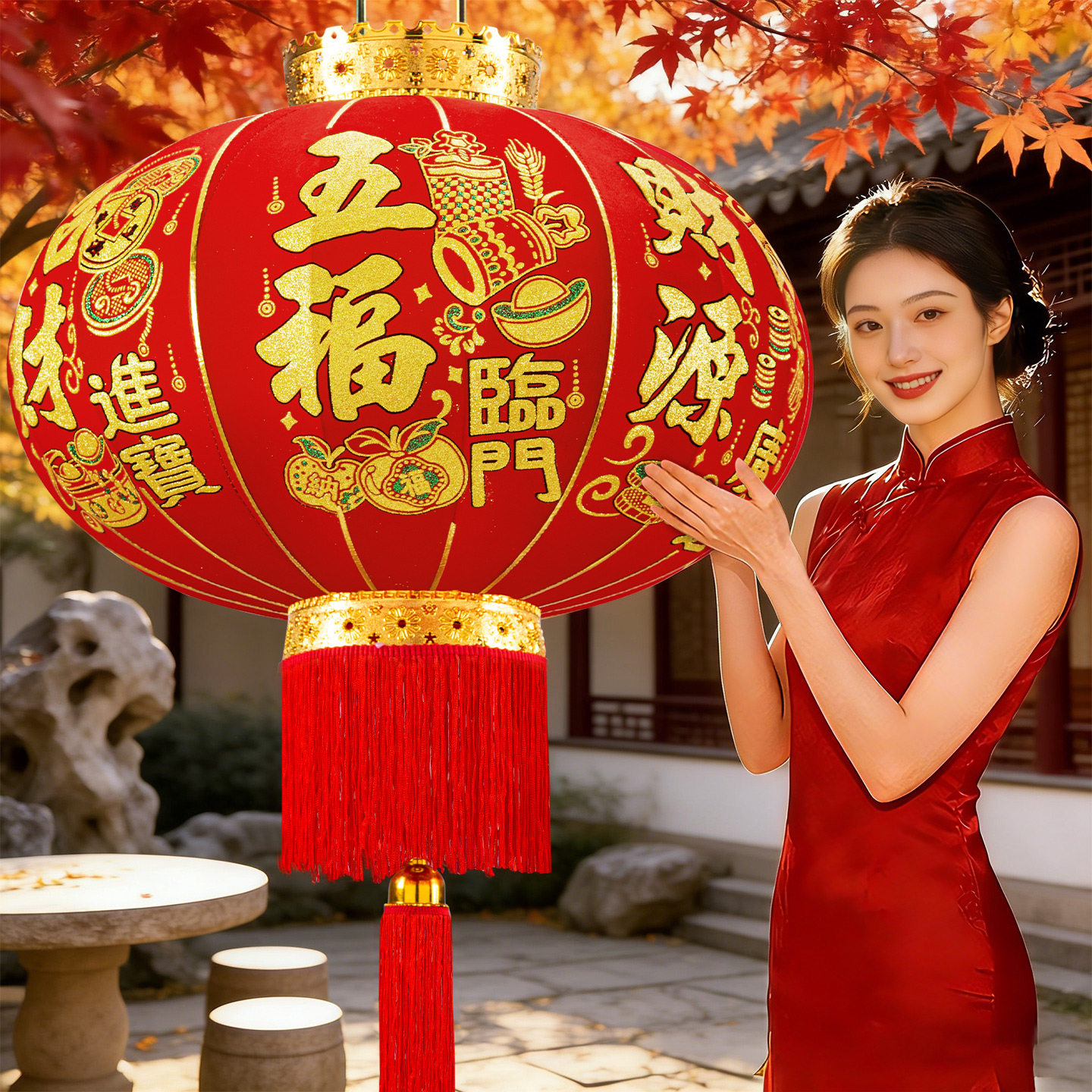 2026新款大红灯笼过年大门口一对宫灯阳台挂饰过新年户外装饰吊灯