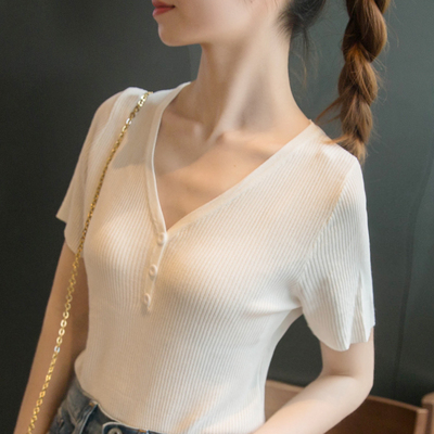 春秋季新款爆款中袖减龄打底衫