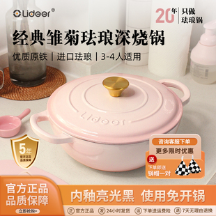 立德尔珐琅锅家用炖盅焖烧锅铸铁炖锅砂锅煲汤锅不粘锅电磁炉煮锅